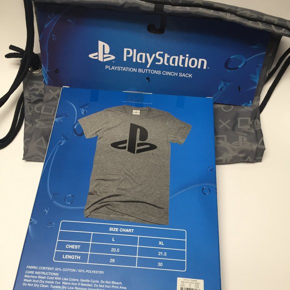 PlayStation Bug Logo T-Shirt (Gift Box)+Cinch Sack - Picture 1 of 6